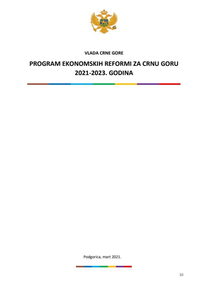 Predlog Programa Ekonomskih Reformi Za Crnu Goru 2021-2023. Godina