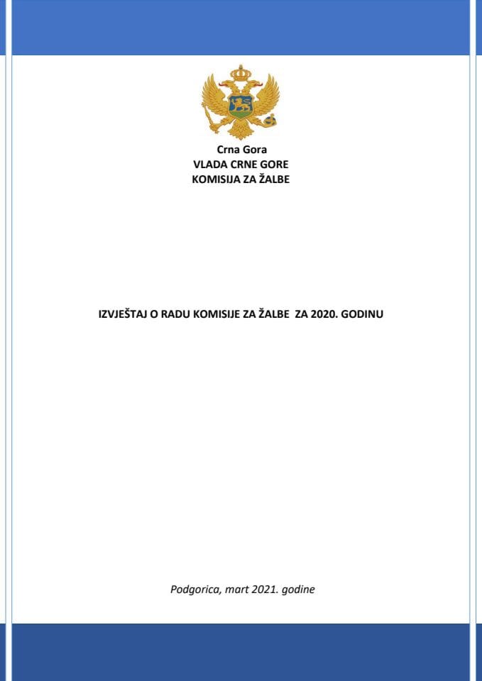 Izvještaj o radu Komisije za žalbe za 2020. godinu