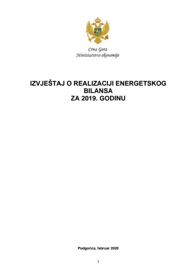 Izvještaj o realizaciji energetskog bilansa za 2019. godinu