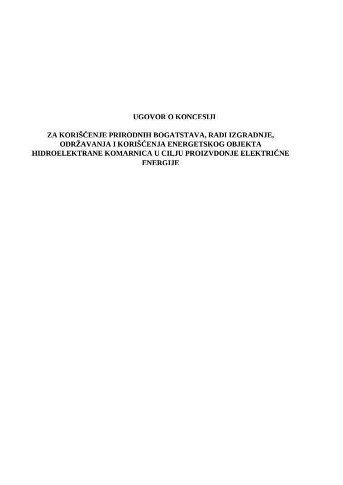Ugovor o koncesiji Komarnica