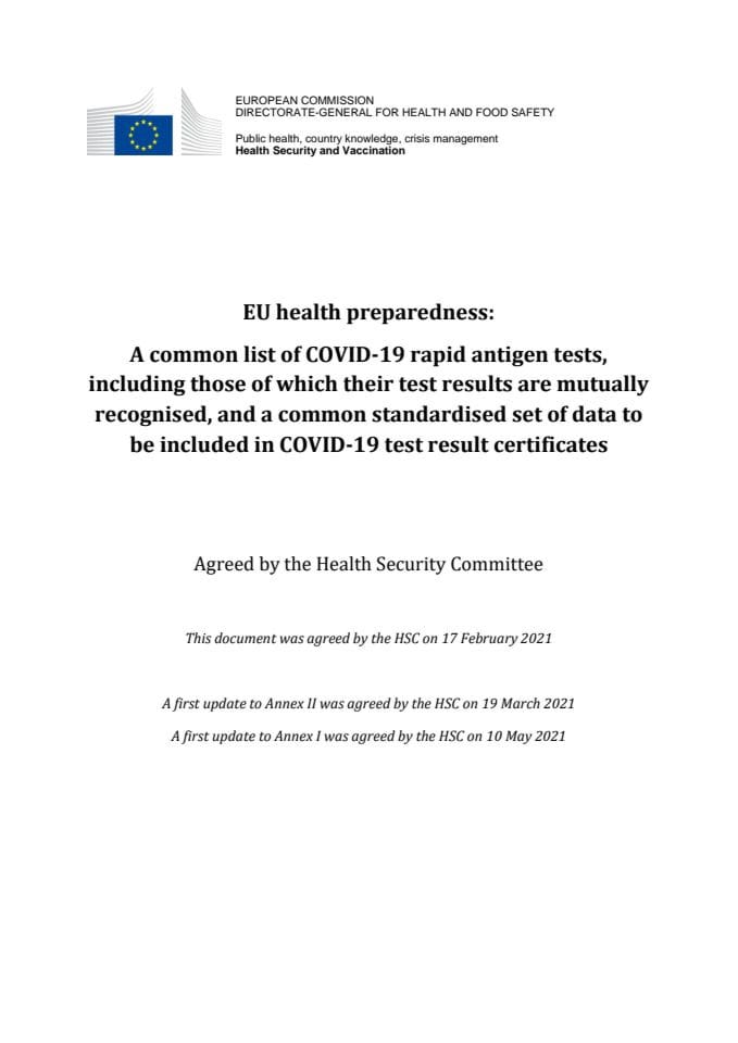 Zajednička lista brzih antigenskih testova koje međusobno priznaju članice EU