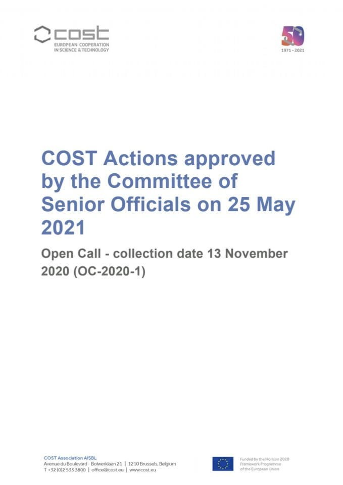 Spisak novih COST akcija odobrenih za finansiranje