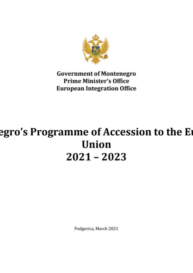 Montenegro’s Programme of Accession to the European Union 2021 – 2023