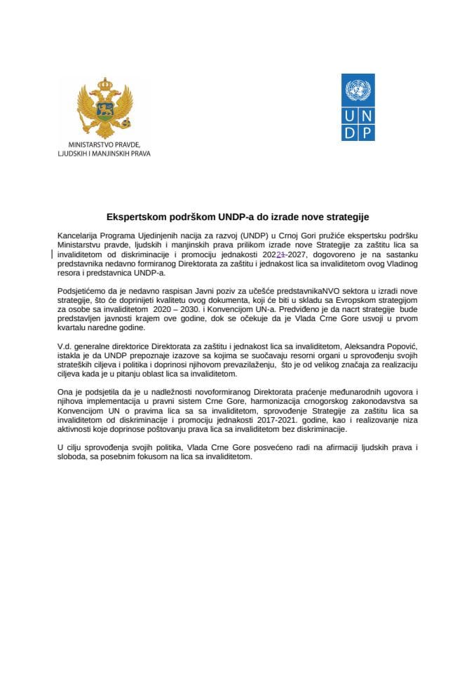 Ekspertskom podrškom UNDP-a do izrade nove strategije