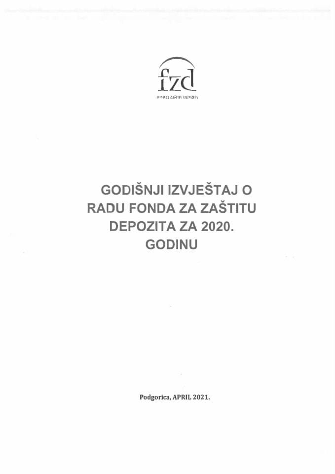 Годишњи извјештај о раду Фонда за заштиту депозита за 2020. годину