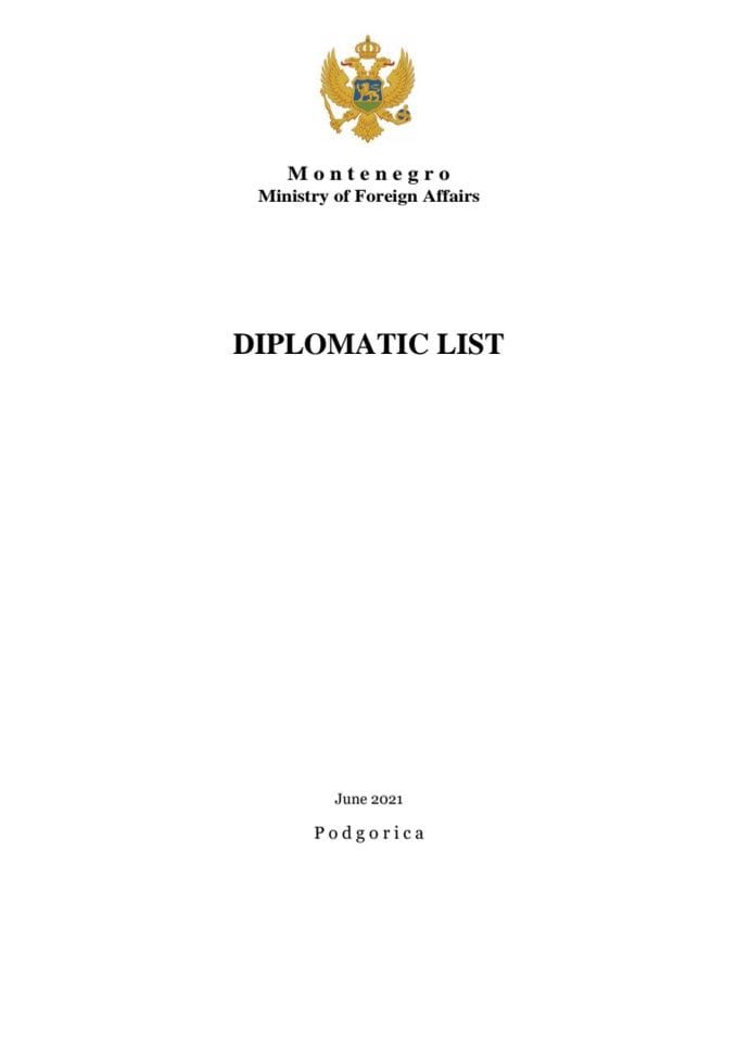 Дипломатска листа - Јун 2021