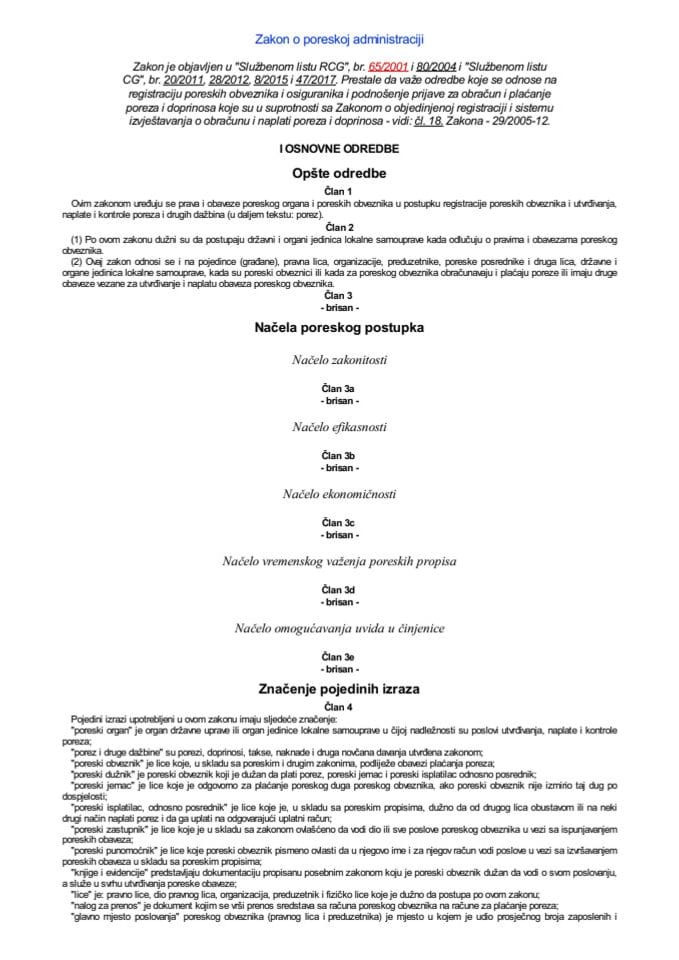 Zakon o poreskoj administraciji