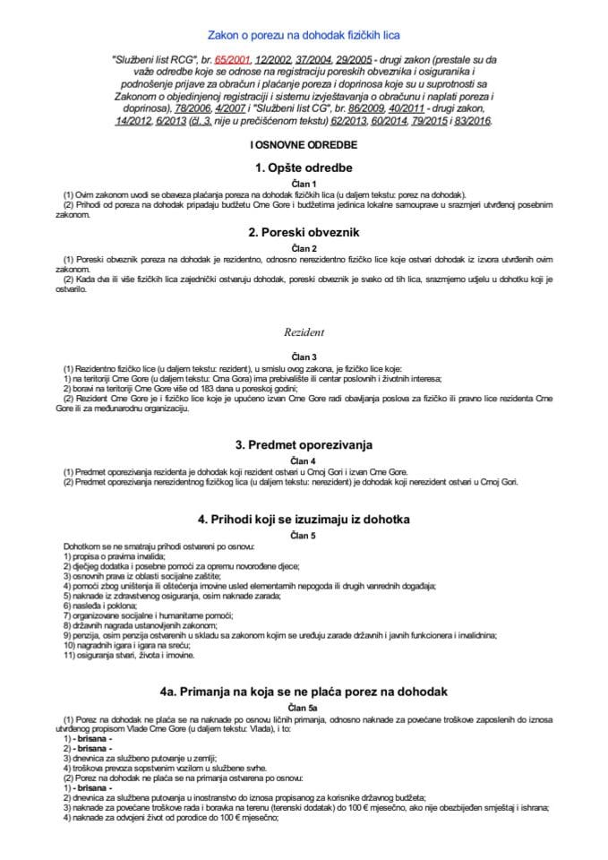 Zakon o porezu na dohodak fizičkih lica
