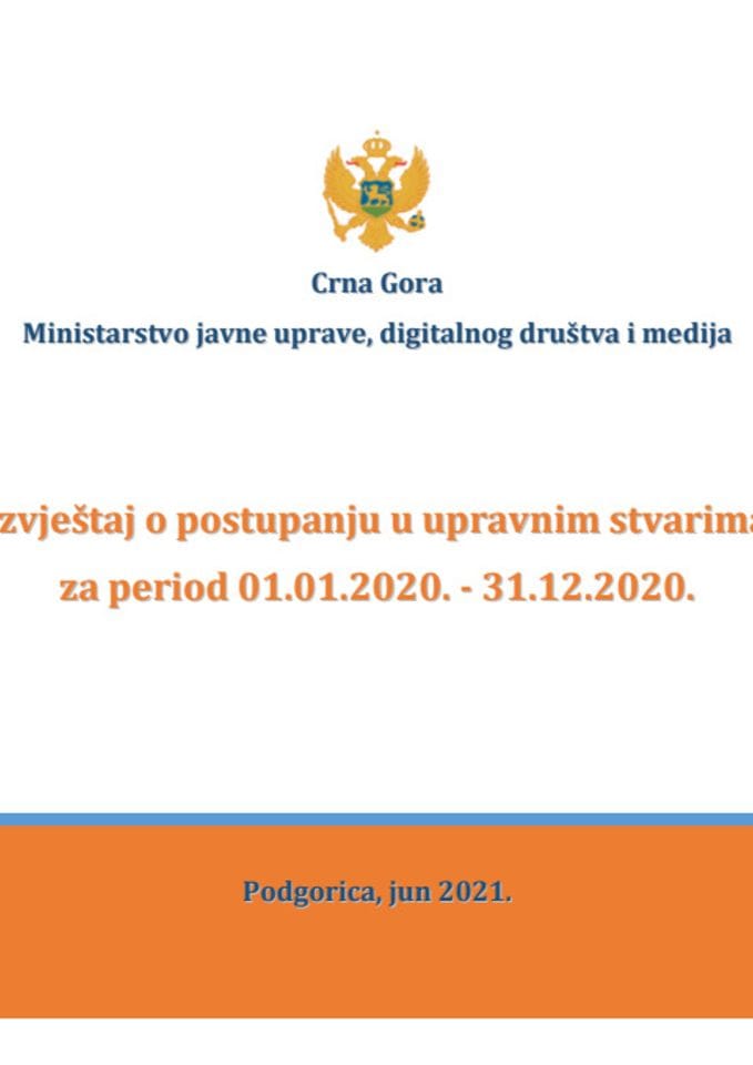 Izvještaj o postupanju u upravnim stvarima za period 01.01.2020. - 31.12.2020