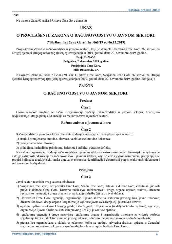 Zakon o računovodstvu u javnom sektoru