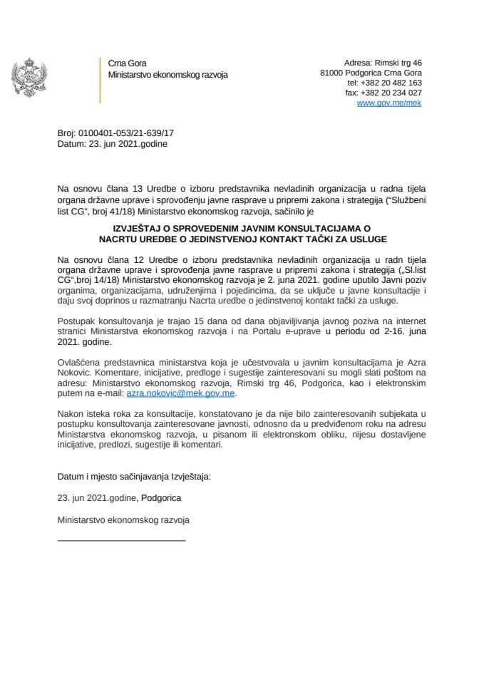 Извјестај јавне консултације Уредба ЈКТ ФИНАЛ 22 ВИ 2021