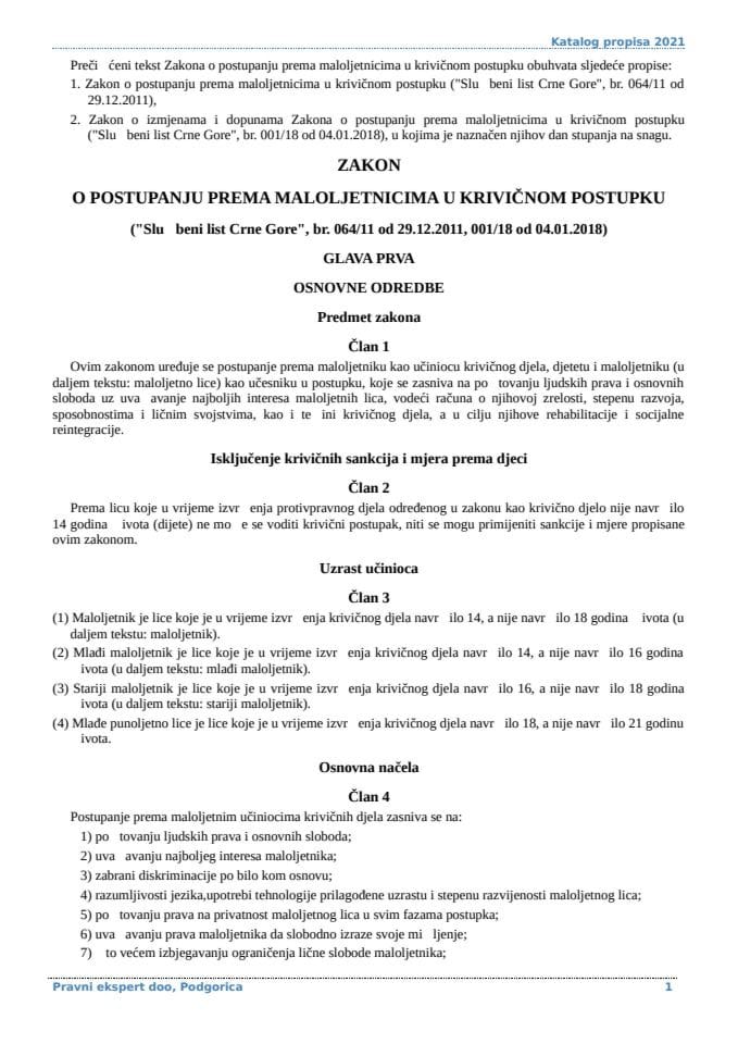 Zakon o postupanju prema maloljetnicima u krivicnom postupku
