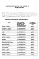 INFORMATION ON THE VISA REGIME