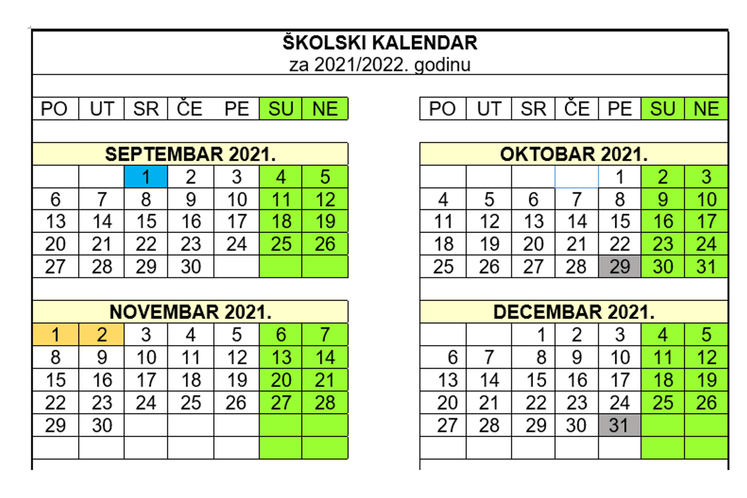 Školski kalendar