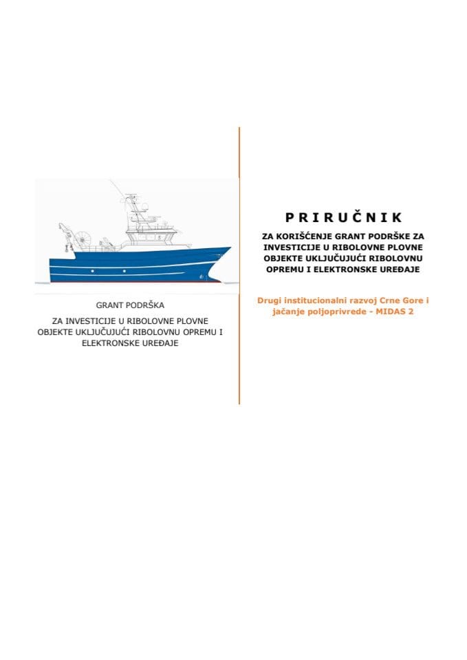 Operativni prirucnik za grant podrške za investicije u ribolovne plovne objekte MIDAS 2