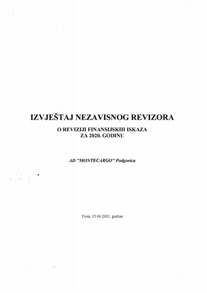 Ревизорски извјештај 2020 АД Монтецарго