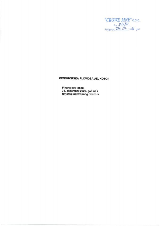 Ревизорски извјештај 31122020 Црногорска пловидба АД