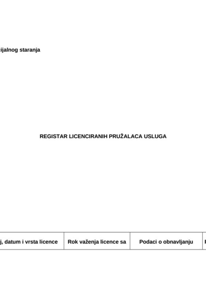 registar licenciranih pružalaca usluga