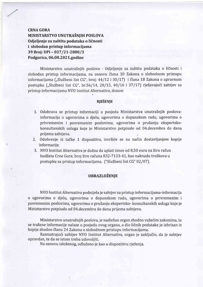 Рјешење бр. 39 УПИ-037-21-2-880-3-први дио