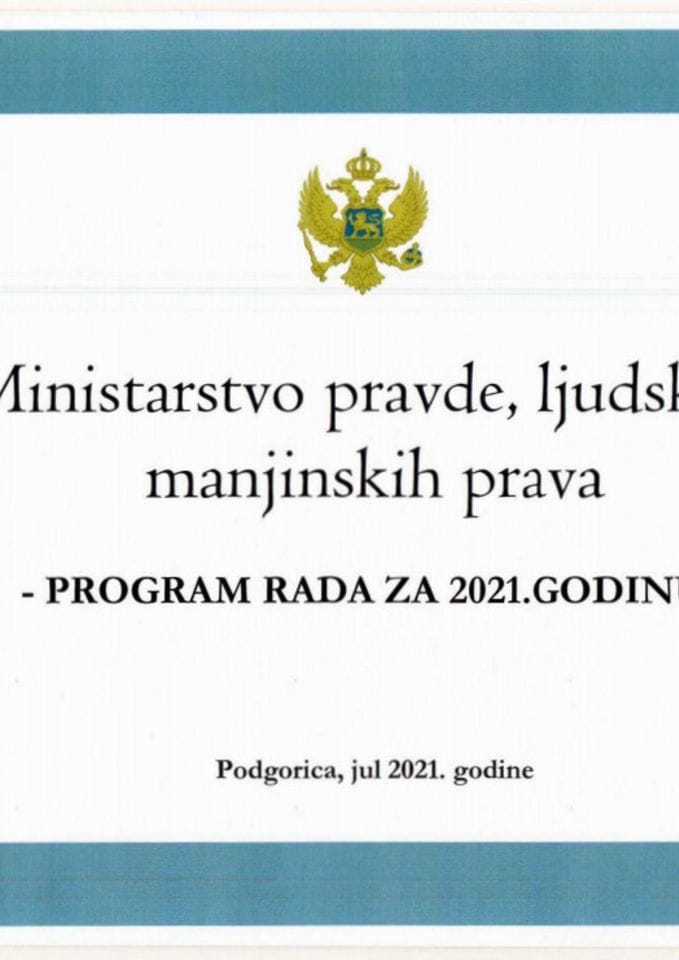 Program rada Ministarstva pravde, ljudskih i manjinskih prava za 2021. godinu