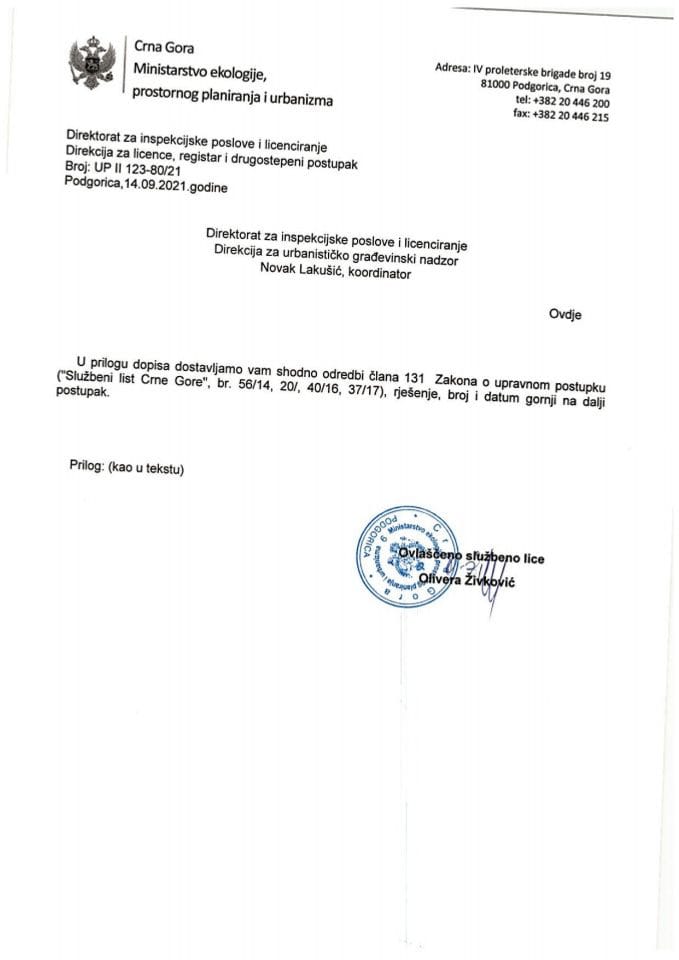 Drugostepeni postupak - UPII 123-80-21 R.E.C. DOO