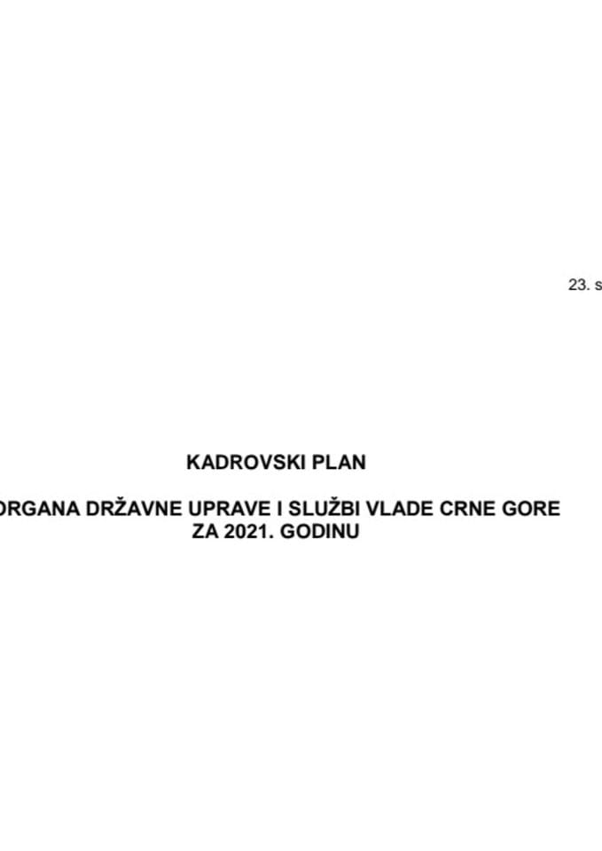 Предлог кадровског плана органа државне управе и служби Владе Црне Горе за 2021. годину