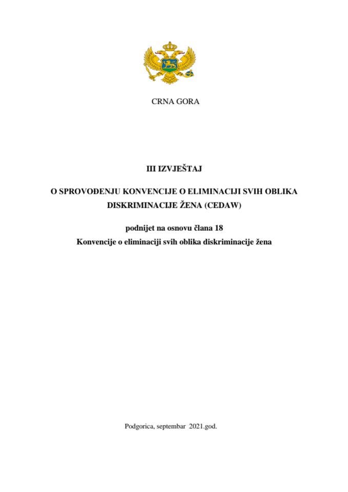 III Izvještaj o sprovođenju CEDAW  na crnogorskom jeziku