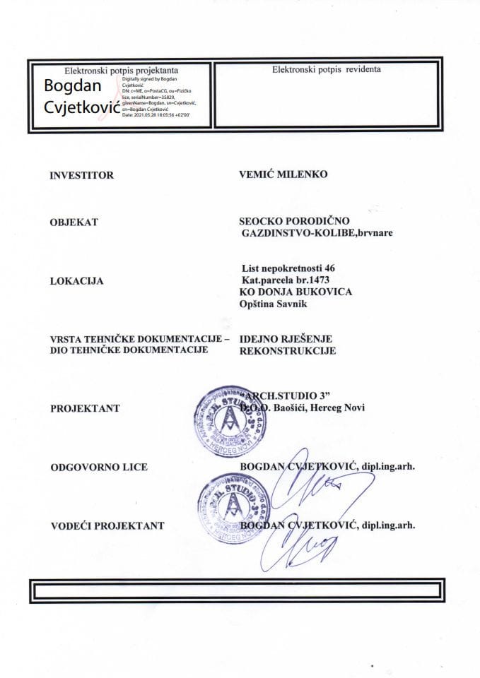 Idejna rješenja objekata - 29.09.2021. - Idejno rješenje - Vemić Milenko - Opština Šavnik