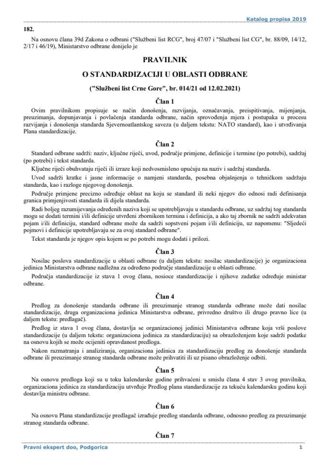 Pravilnik o standardizaciji u oblasti odbrane