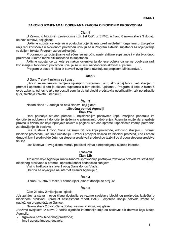ПРЕДЛОГ закона о ИиД закона о биоцидним производима  16.11