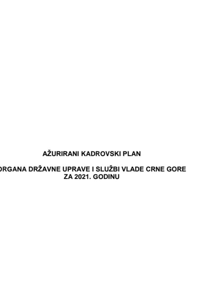 Predlog ažuriranog Kadrovskog plana organa državne uprave i službi Vlade Crne Gore za 2021. godinu