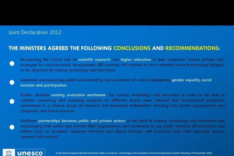 Održan sastanak na visokom nivou predstavnika ministarstava zaduženih za nauku, tehnologiju i inovacije, zemalja Jugoistočne Evrope
