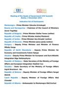 Списак учесника Самита предсједника влада Централно-европске иницијативе