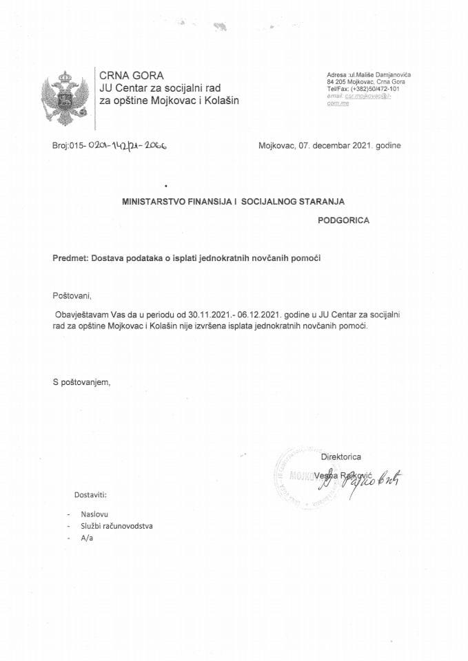 JNP KL i MK  za period 30.11.- 06.12.21