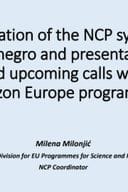 Horizon Europe NCP structure & Calls, Milena Milonjić