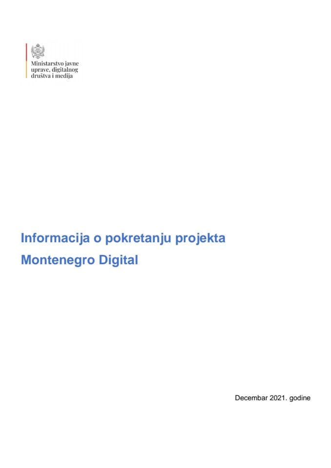 Informacija o pokretanju projekta Montenegro Digital