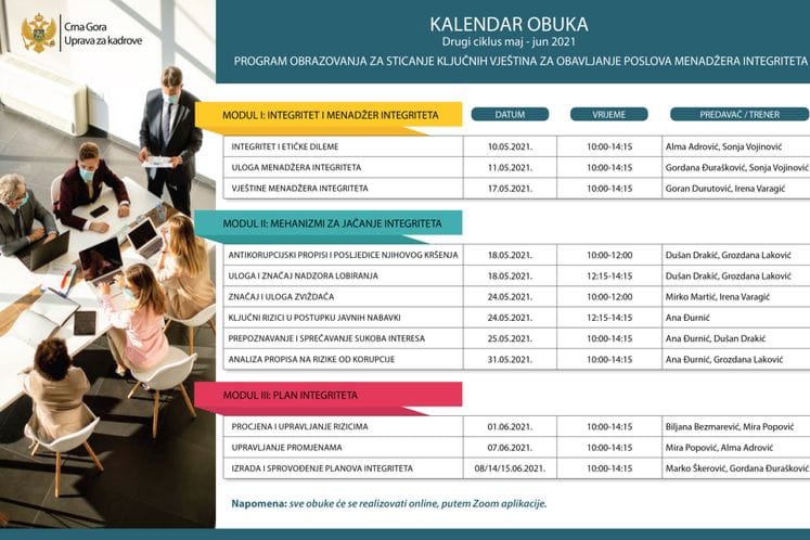 Program obrazovanja za sticanje ključnih vještina za obavljanje poslova menadžera integriteta