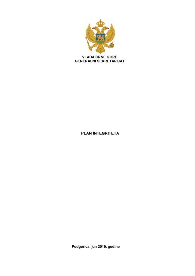 Plan integriteta Generalnog sekretarijata Vlade 2018 - 2020 (dopunjeni)