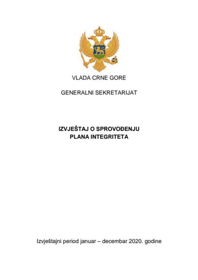 Izvještaj o sprovođenju Plana integriteta Generalnog sekretarijata Vlade za 2020. godinu