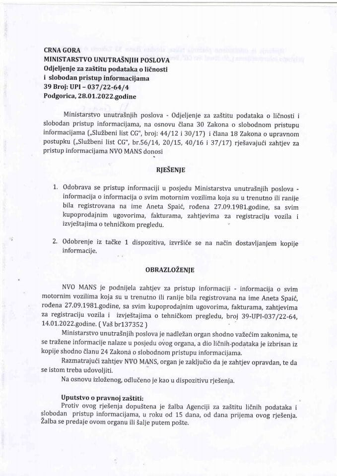 rješenje br.39-UPI-037-22-64-4