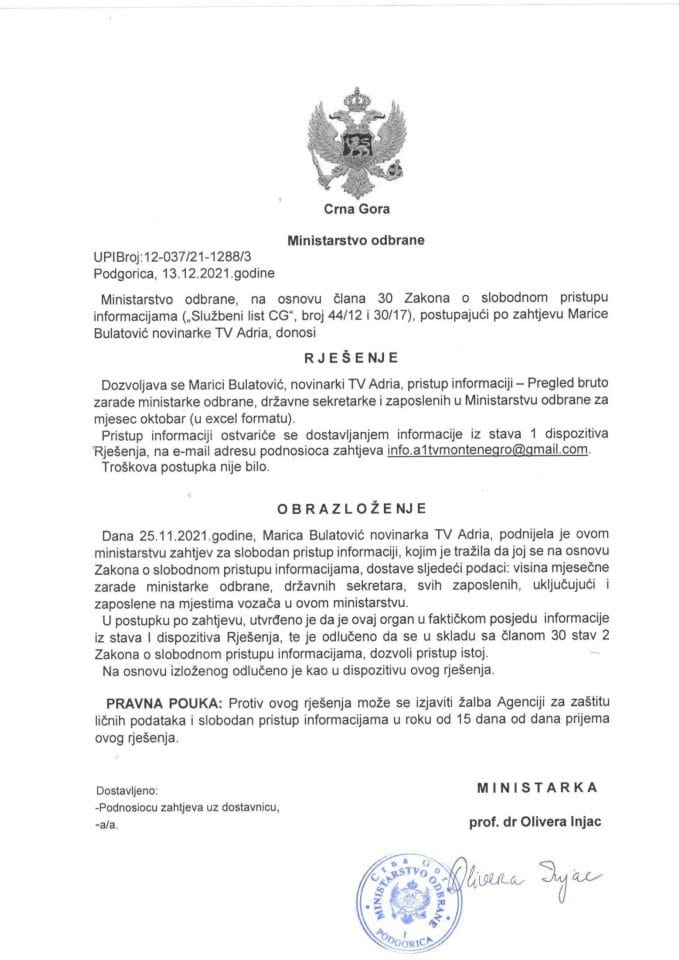 Rješenje UPI br. 12-037/21-1268/4