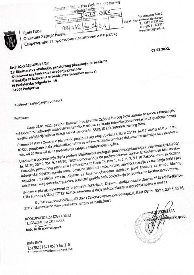 08-332-22-640-1 Opština Herceg Novi - Kabinet Predsjednika Opštine Herceg Novi