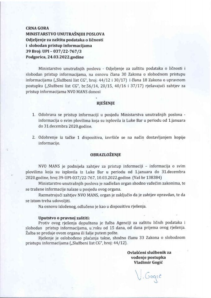 rješenje br. 037/22-767/3