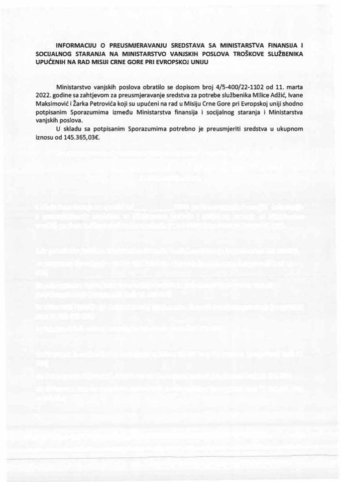 Предлог платформе за посјету министра вањских послова Ђорђа Радуловића Републици Аустрији, 30. марта 2022. године