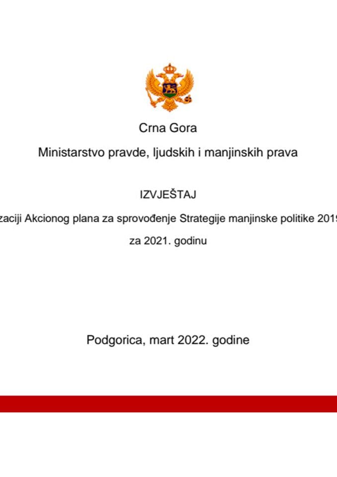 Izvještaj o realizaciji Akcionog plana Strategije manjinske politike 2019/2023 za 2021. godinu