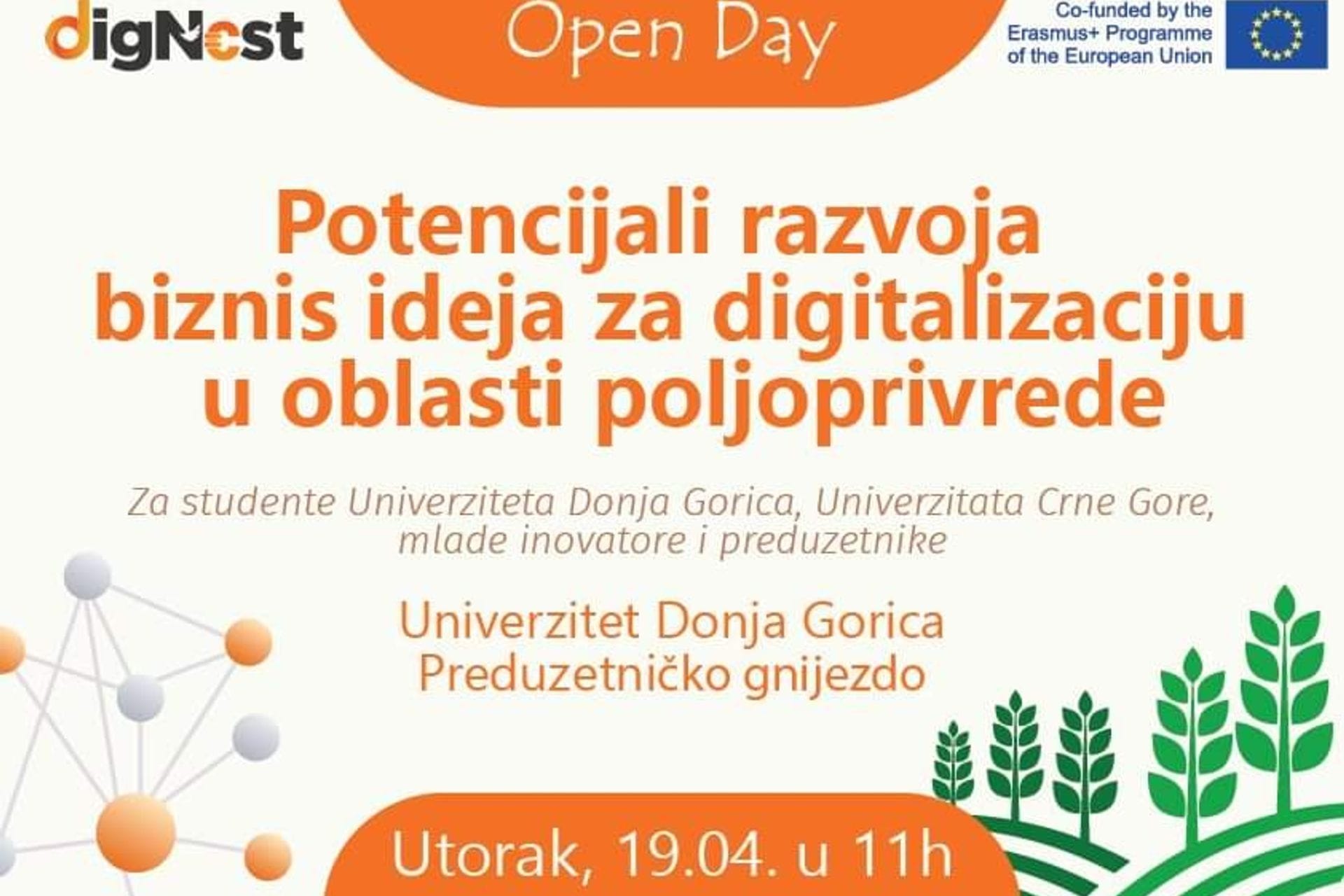 Info dan:„Potencijali razvoja biznis ideja za digitalizaciju u oblasti poljoprivrede“