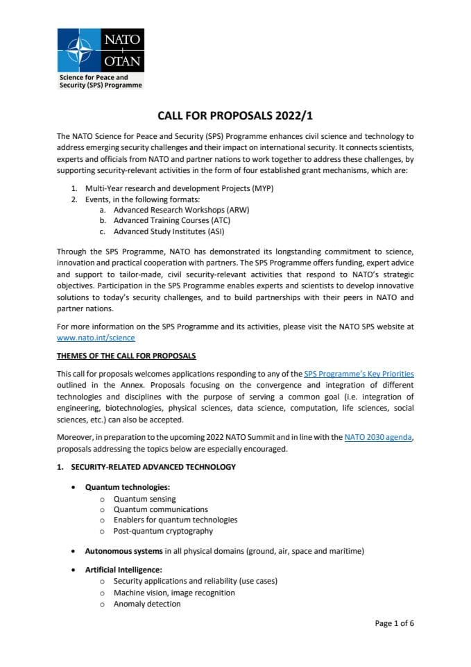 SPS Call for Proposals