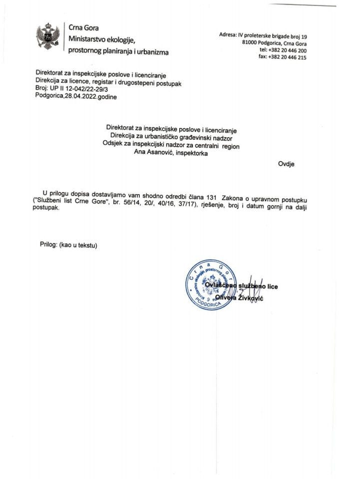 Drugostepeno rješenje - UPII 12-042-22-20-3 - Ana Asanović