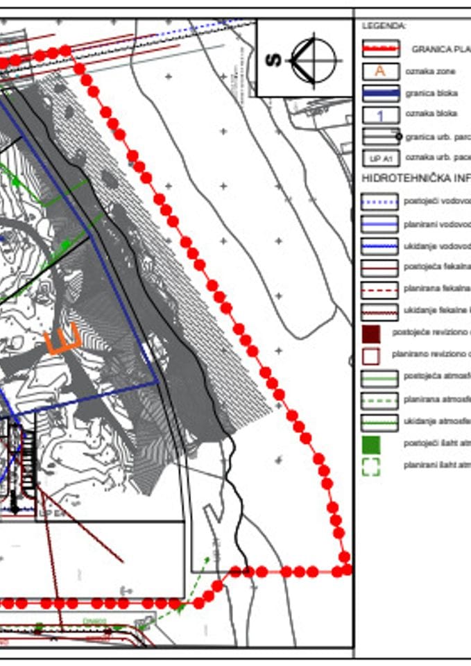 Nacrt Izmjena i dopuna Detaljnog urbanističkog plana "Spomen park Kruševac - zone A i E" u Podgorici - 12 PLAN HIDROTEHNICKIH INSTALACIJA