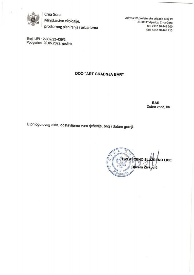 Licence projektanata i izvođača radova - UPI 12-332-439-2 DOO ART GRADNJA